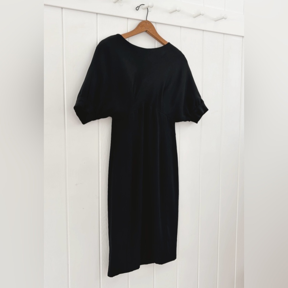 Vintage 1960s Teal Traina Dress Black Mod Unique Collectible Minimal Monochrome - Picture 3 of 16